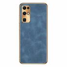 For Honor 30 Electroplating Lambskin Leather Phone Case(Blue) - 1