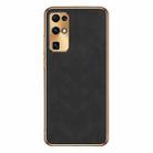 For Honor 30 Electroplating Lambskin Leather Phone Case(Black) - 1