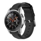 For Samsung Galaxy Watch 3 45mm 22mm Leather Strap with Round Tail Buckle(Black) - 1