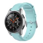 For Samsung Galaxy Watch 3 45mm 22mm Leather Strap with Round Tail Buckle(Light Blue) - 1