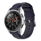 For Samsung Galaxy Watch 3 45mm 22mm Leather Strap with Round Tail Buckle(Navy Blue) - 1