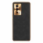 For Xiaomi Redmi K60 Pro Electroplating Lambskin Leather Phone Case(Black) - 1