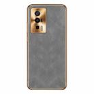 For Xiaomi Redmi K60 Pro Electroplating Lambskin Leather Phone Case(Grey) - 1