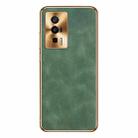 For Xiaomi Redmi K60 Electroplating Lambskin Leather Phone Case(Green) - 1