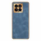 For Xiaomi 14 Electroplating Lambskin Leather Phone Case(Blue) - 1