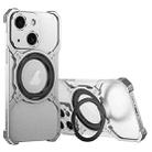 For iPhone 15 Mechanical Arm Borderless MagSafe Holder Metal Phone Case(Silver) - 1