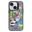 For iPhone 15 Colorful Wave Circle Creative Pattern Phone Case(Black Animals) - 1