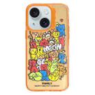 For iPhone 15 Colorful Wave Circle Creative Pattern Phone Case(Orange Animals) - 1