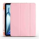 For iPad Air 11 2024 3-fold TPU Leather Smart Tablet Case with Pen Slot(Pink) - 1