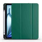 For iPad Air 11 2024 3-fold TPU Leather Smart Tablet Case with Pen Slot(Pine Green) - 1