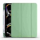 For iPad Pro 11 2024 3-fold TPU Leather Smart Tablet Case with Pen Slot(Matcha Green) - 1