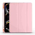 For iPad Pro 11 2024 3-fold TPU Leather Smart Tablet Case with Pen Slot(Pink) - 1