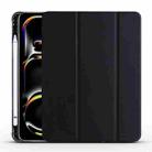 For iPad Pro 13 2024 3-fold TPU Leather Smart Tablet Case with Pen Slot(Black) - 1