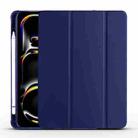 For iPad Pro 13 2024 3-fold TPU Leather Smart Tablet Case with Pen Slot(Dark Blue) - 1