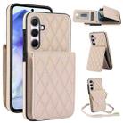 For Samsung Galaxy A55 5G YM015 Crossbody Rhombic Card Bag RFID Phone Case(White) - 1