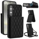 For Samsung Galaxy S24 5G YM015 Crossbody Rhombic Card Bag RFID Phone Case(Black) - 1