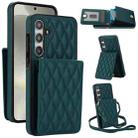 For Samsung Galaxy S24 5G YM015 Crossbody Rhombic Card Bag RFID Phone Case(Green) - 1