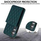 For Samsung Galaxy S24 5G YM015 Crossbody Rhombic Card Bag RFID Phone Case(Green) - 3