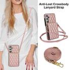 For Samsung Galaxy S24 5G YM015 Crossbody Rhombic Card Bag RFID Phone Case(Rose Gold) - 2