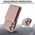 For Samsung Galaxy S24 5G YM015 Crossbody Rhombic Card Bag RFID Phone Case(Rose Gold) - 3