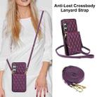 For Samsung Galaxy S24 5G YM015 Crossbody Rhombic Card Bag RFID Phone Case(Dark Purple) - 2