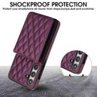 For Samsung Galaxy S24 5G YM015 Crossbody Rhombic Card Bag RFID Phone Case(Dark Purple) - 3