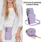 For Samsung Galaxy S24+ 5G YM015 Crossbody Rhombic Card Bag RFID Phone Case(Light Purple) - 2