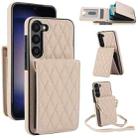 For Samsung Galaxy S23 5G YM015 Crossbody Rhombic Card Bag RFID Phone Case(White) - 1