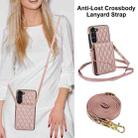 For Samsung Galaxy S23 5G YM015 Crossbody Rhombic Card Bag RFID Phone Case(Rose Gold) - 2