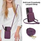 For Samsung Galaxy S23 5G YM015 Crossbody Rhombic Card Bag RFID Phone Case(Dark Purple) - 2