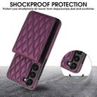 For Samsung Galaxy S23 5G YM015 Crossbody Rhombic Card Bag RFID Phone Case(Dark Purple) - 3