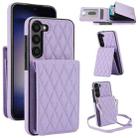 For Samsung Galaxy S23 5G YM015 Crossbody Rhombic Card Bag RFID Phone Case(Light Purple) - 1