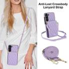 For Samsung Galaxy S23 5G YM015 Crossbody Rhombic Card Bag RFID Phone Case(Light Purple) - 2