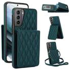 For Samsung Galaxy S21 5G YM015 Crossbody Rhombic Card Bag RFID Phone Case(Green) - 1