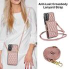 For Samsung Galaxy S21 5G YM015 Crossbody Rhombic Card Bag RFID Phone Case(Rose Gold) - 2