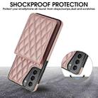 For Samsung Galaxy S21 5G YM015 Crossbody Rhombic Card Bag RFID Phone Case(Rose Gold) - 3