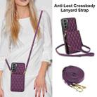 For Samsung Galaxy S21 5G YM015 Crossbody Rhombic Card Bag RFID Phone Case(Dark Purple) - 2