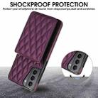 For Samsung Galaxy S21 5G YM015 Crossbody Rhombic Card Bag RFID Phone Case(Dark Purple) - 3