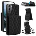 For Samsung Galaxy S21+ 5G YM015 Crossbody Rhombic Card Bag RFID Phone Case(Black) - 1