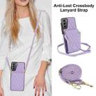 For Samsung Galaxy S21+ 5G YM015 Crossbody Rhombic Card Bag RFID Phone Case(Light Purple) - 2