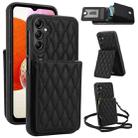 For Samsung Galaxy A14 4G / 5G YM015 Crossbody Rhombic Card Bag RFID Phone Case(Black) - 1