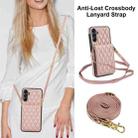 For Samsung Galaxy A14 4G / 5G YM015 Crossbody Rhombic Card Bag RFID Phone Case(Rose Gold) - 2