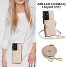 For Samsung Galaxy S21 Ultra 5G YM015 Crossbody Rhombic Card Bag RFID Phone Case(White) - 2