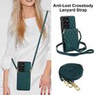 For Samsung Galaxy S21 Ultra 5G YM015 Crossbody Rhombic Card Bag RFID Phone Case(Green) - 2