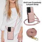 For Samsung Galaxy S21 Ultra 5G YM015 Crossbody Rhombic Card Bag RFID Phone Case(Rose Gold) - 2