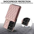 For Samsung Galaxy S21 Ultra 5G YM015 Crossbody Rhombic Card Bag RFID Phone Case(Rose Gold) - 3