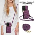 For Samsung Galaxy S21 Ultra 5G YM015 Crossbody Rhombic Card Bag RFID Phone Case(Dark Purple) - 2