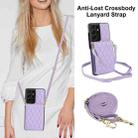 For Samsung Galaxy S21 Ultra 5G YM015 Crossbody Rhombic Card Bag RFID Phone Case(Light Purple) - 2
