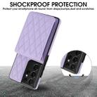 For Samsung Galaxy S21 Ultra 5G YM015 Crossbody Rhombic Card Bag RFID Phone Case(Light Purple) - 3