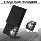 For Samsung Galaxy S23 Ultra 5G YM015 Crossbody Rhombic Card Bag RFID Phone Case(Black) - 3